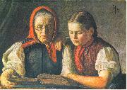 Hans Thoma Mutter und Schwester des Kunstlers oil